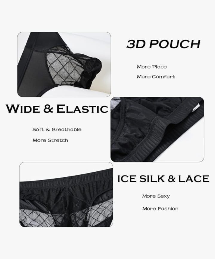 Men’s Underwear Mesh Pouch Briefs See Through Low Rise Ultra Thin Breathable